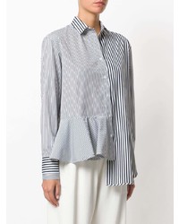 Camicia elegante a righe verticali bianca e blu scuro di MRZ