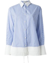 Camicia elegante a righe verticali bianca e blu di Aquilano Rimondi