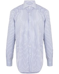 Camicia elegante a righe verticali bianca e blu di Barba
