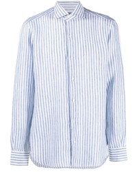 Camicia elegante a righe verticali bianca e blu di Barba