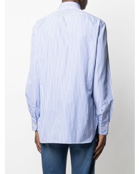 Camicia elegante a righe verticali bianca e blu di Kiton