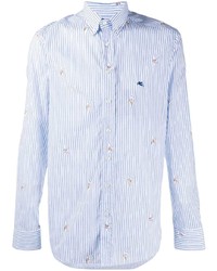 Camicia elegante a righe verticali bianca e blu di Etro