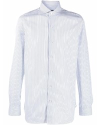 Camicia elegante a righe verticali bianca e blu di Finamore 1925 Napoli