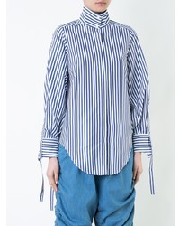 Camicia elegante a righe verticali bianca e blu di Strateas Carlucci