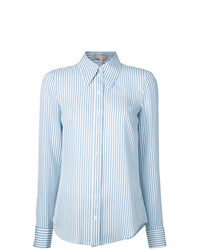 Camicia elegante a righe verticali bianca e blu di Michael Kors Collection