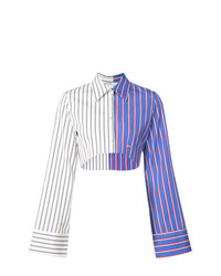 Camicia elegante a righe verticali bianca e blu di Off-White