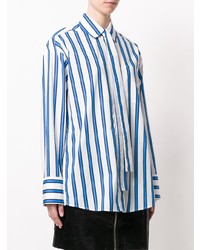 Camicia elegante a righe verticali bianca e blu di MSGM