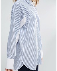 Camicia elegante a righe verticali bianca e blu di Asos