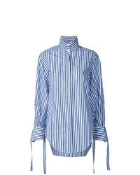 Camicia elegante a righe verticali bianca e blu di Strateas Carlucci