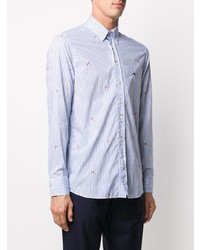 Camicia elegante a righe verticali bianca e blu di Etro
