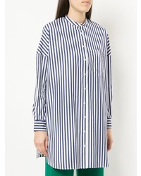 Camicia elegante a righe verticali bianca e blu di Aspesi