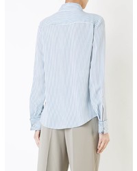 Camicia elegante a righe verticali bianca e blu di Michael Kors Collection