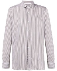 Camicia elegante a righe verticali bianca e marrone di Ermenegildo Zegna