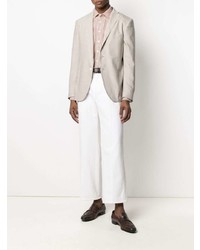 Camicia elegante a righe verticali bianca e marrone di Lardini