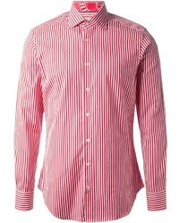 Camicia elegante a righe verticali bianca e rossa di Etro