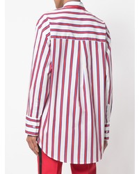 Camicia elegante a righe verticali bianca e rossa di MSGM