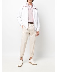 Camicia elegante a righe verticali bianca e rossa di Brunello Cucinelli