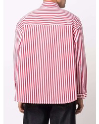 Camicia elegante a righe verticali bianca e rossa di Sunnei