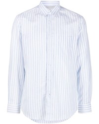 Camicia elegante a righe verticali bianca di Brunello Cucinelli