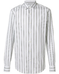 Camicia elegante a righe verticali bianca di Salvatore Ferragamo
