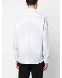 Camicia elegante a righe verticali bianca di Brunello Cucinelli