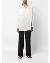 Camicia elegante a righe verticali bianca di Saint Laurent
