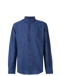 Camicia elegante a righe verticali blu scuro di Xacus