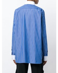 Camicia elegante a righe verticali blu di Maison Margiela
