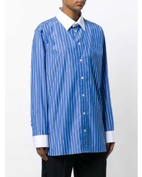 Camicia elegante a righe verticali blu di Maison Margiela