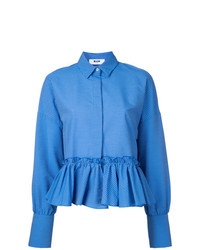 Camicia elegante a righe verticali blu di MSGM