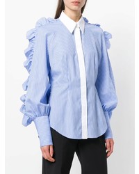 Camicia elegante a righe verticali blu di Sara Battaglia
