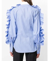 Camicia elegante a righe verticali blu di Sara Battaglia