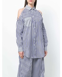 Camicia elegante a righe verticali blu di Rossella Jardini