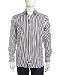 Camicia elegante a righe verticali nera e bianca