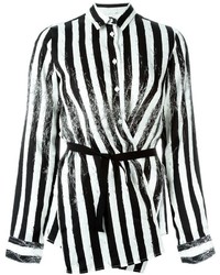 Camicia elegante a righe verticali nera e bianca di MM6 MAISON MARGIELA
