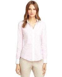 Camicia elegante a righe verticali rosa