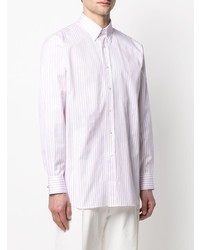 Camicia elegante a righe verticali rosa di Brioni