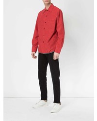 Camicia elegante a righe verticali rossa di Lanvin