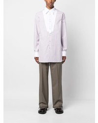 Camicia elegante a righe verticali viola chiaro di Wales Bonner