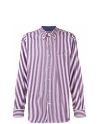 Camicia elegante a righe verticali viola melanzana di Paul & Shark