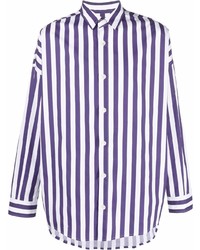 Camicia elegante a righe verticali viola di Emporio Armani