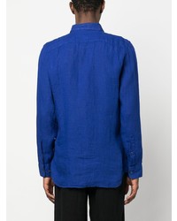 Camicia elegante blu di 120% Lino