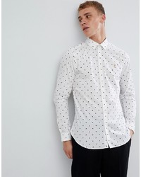 Camicia elegante con stampa cachemire bianca di Farah Smart
