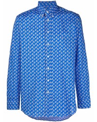 Camicia elegante con stampa cachemire blu di Etro