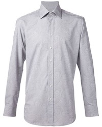 Camicia elegante con stampa cachemire grigia di Etro
