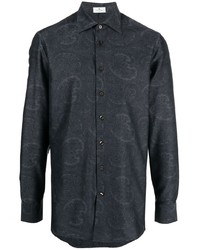 Camicia elegante con stampa cachemire grigio scuro