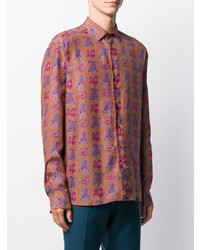 Camicia elegante con stampa cachemire terracotta di Etro