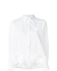 Camicia elegante con volant bianca di Sacai
