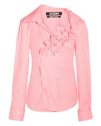 Camicia elegante con volant rosa