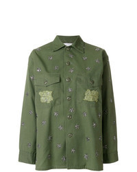 Camicia elegante decorata verde oliva